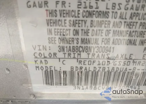 2022 Nissan Sentra Sv Xtronic Cvt from USA, damaged, VIN 3N1AB8CV8NY300941